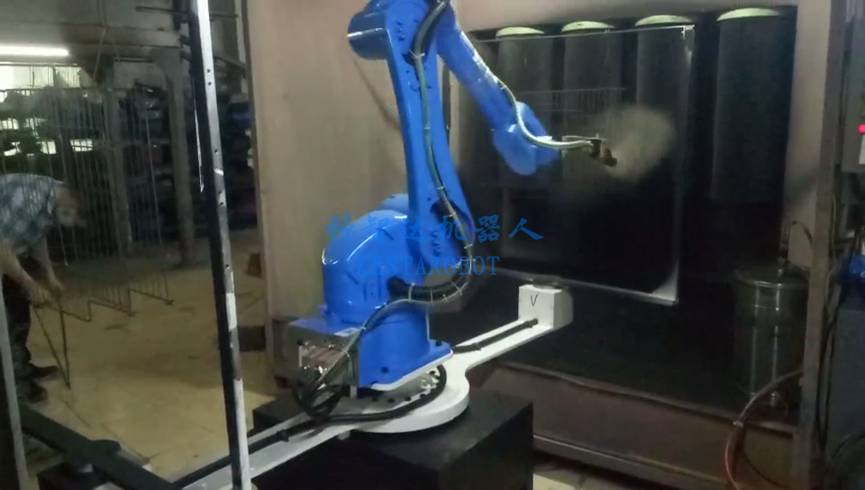 鳥籠噴粉機器人（雙工位轉(zhuǎn)臺噴涂機器人）(圖1)